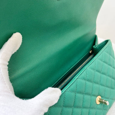 Chanel Medium 29cm Coco Handle Flap in Green Caviar and AGHW