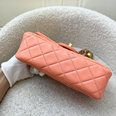 Chanel Pearl Crush Mini Rectangular Flap in Salmon Pink Lambskin and AGHW (Model: AS1787)