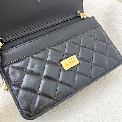 Chanel Reissue Wallet on Chain WOC in Black Distressed Calfskin AGHW