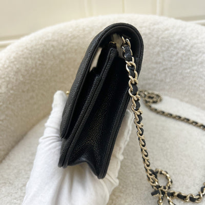 Chanel 23S Ribbon Chain Wallet on Chain WOC in Black Caviar and LGHW