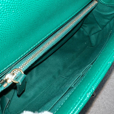 Chanel Medium 29cm Coco Handle Flap in Green Caviar and AGHW