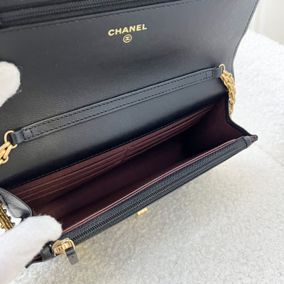 Chanel Reissue Wallet on Chain WOC in Black Distressed Calfskin AGHW