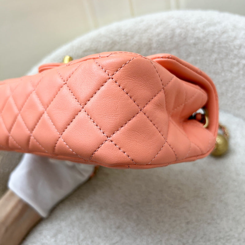 Chanel Pearl Crush Mini Rectangular Flap in Salmon Pink Lambskin and AGHW (Model: AS1787)