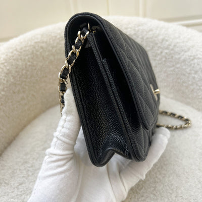 Chanel 23S Ribbon Chain Wallet on Chain WOC in Black Caviar and LGHW