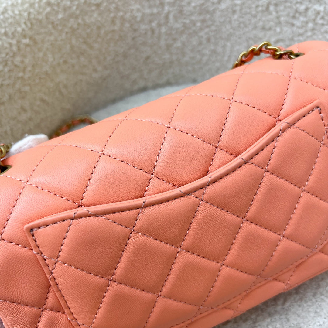 Chanel Pearl Crush Mini Rectangular Flap in Salmon Pink Lambskin