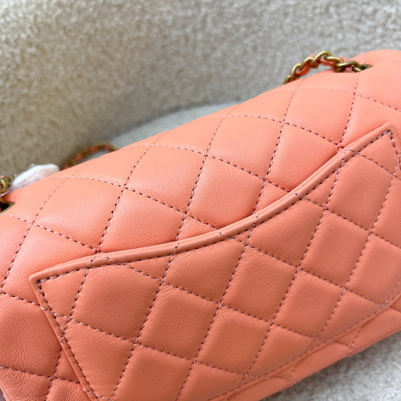 Chanel Pearl Crush Mini Rectangular Flap in Salmon Pink Lambskin and AGHW (Model: AS1787)