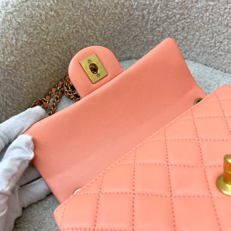 Chanel Pearl Crush Mini Rectangular Flap in Salmon Pink Lambskin and AGHW (Model: AS1787)