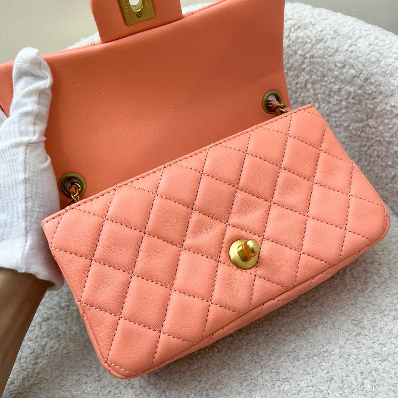 Chanel Pearl Crush Mini Rectangular Flap in Salmon Pink Lambskin and AGHW (Model: AS1787)