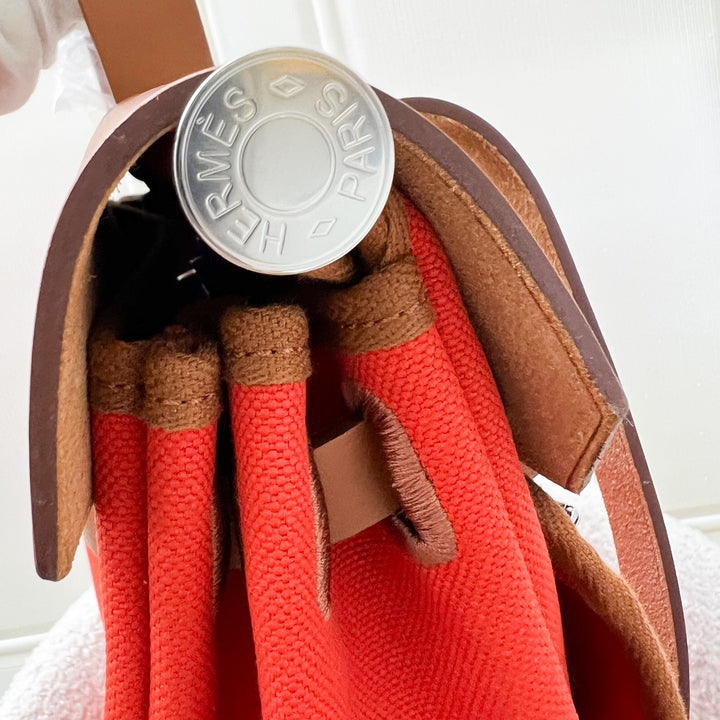 Hermes Herbag A Dos Zip Retourne Backpack in Orange Mecano Canvas Fau Brands Lover