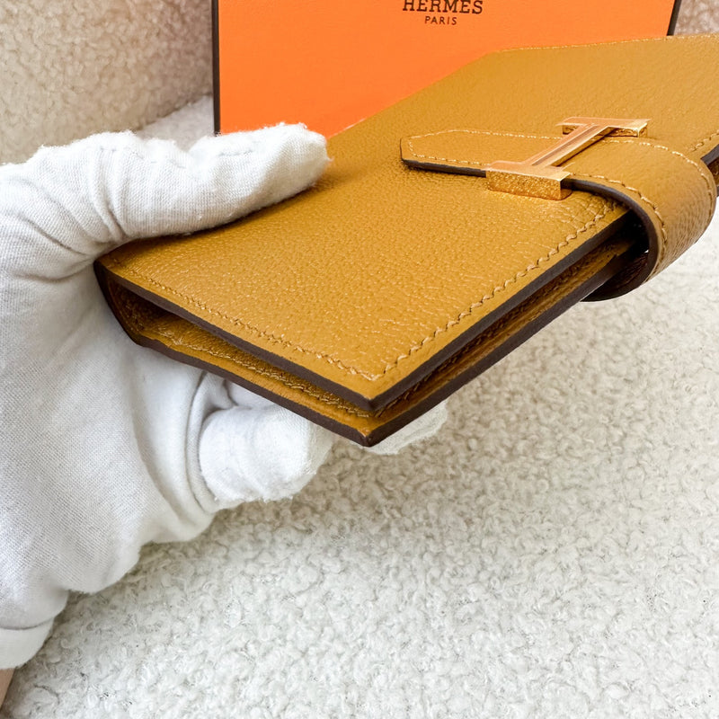 Hermes Bearn Compact Wallet in Caramel