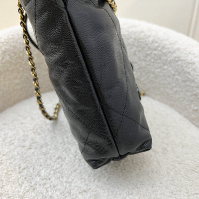 Chanel 22 Mini Hobo Handbag in Black Shiny Caviar and AGHW