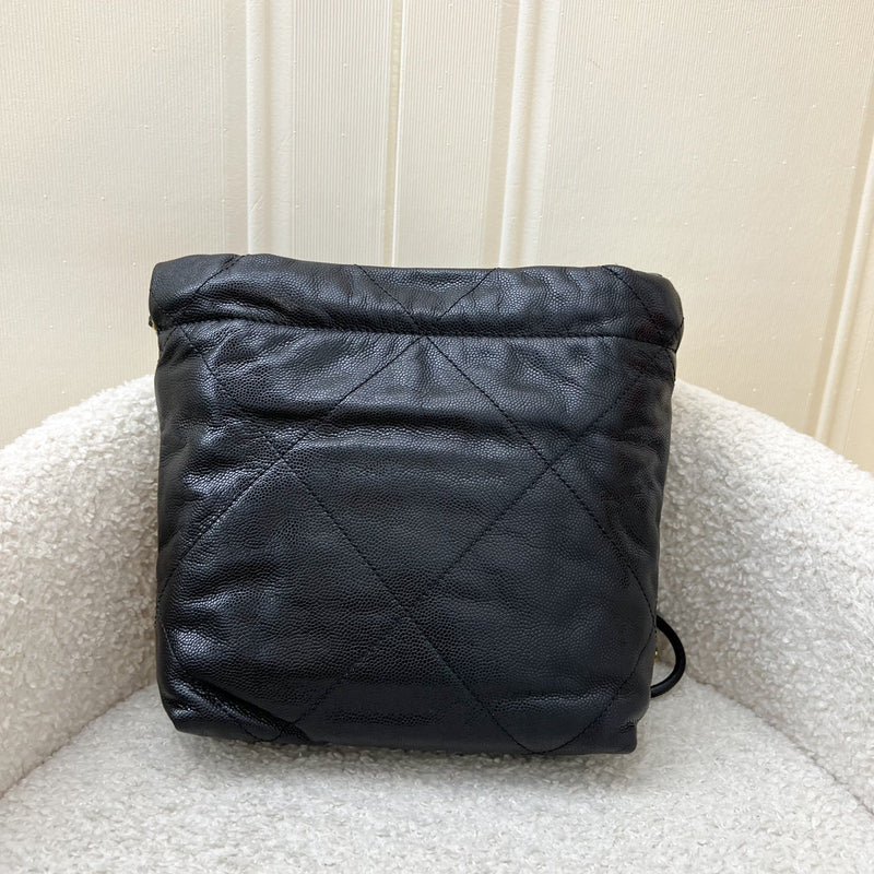 Chanel 22 Mini Hobo Handbag in Black Shiny Caviar and AGHW