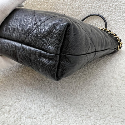 Chanel 22 Mini Hobo Handbag in Black Shiny Caviar and AGHW