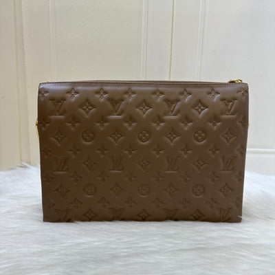 LV Coussin MM in Taupe Monogram-Embossed Puffy Lambskin GHW