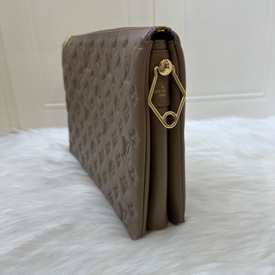 LV Coussin MM in Taupe Monogram-Embossed Puffy Lambskin GHW