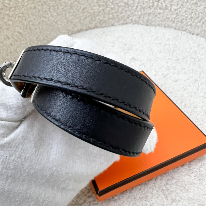 Hermes Kelly Double Tour Bracelet in Noir Swift Leather PHW Sz S