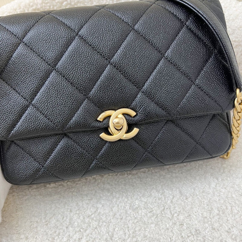 Chanel 22P Small / Mini Melody Flap in Black Caviar AGHW