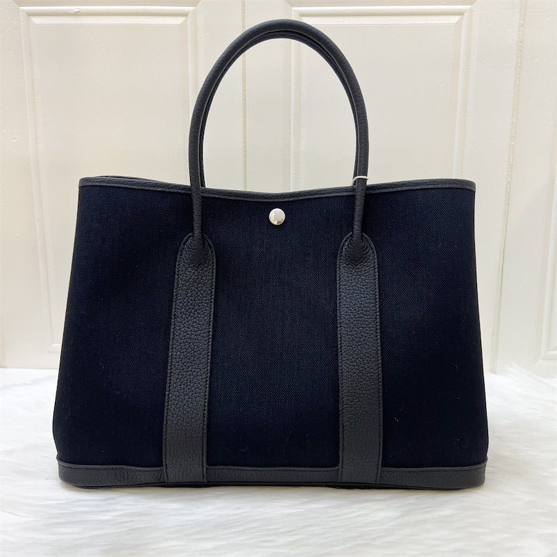 Hermes Garden Party 36 in Black Canvas, Black Negonda Leather and PHW