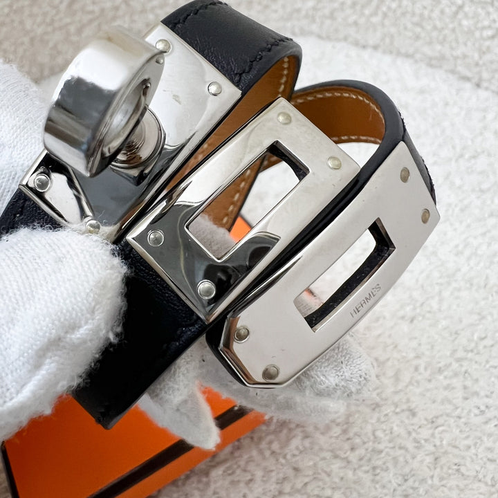Hermes Kelly Double Tour Bracelet in Noir Swift Leather PHW Sz S