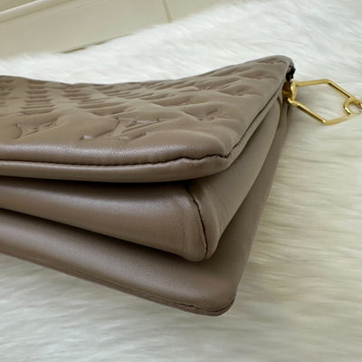 LV Coussin MM in Taupe Monogram-Embossed Puffy Lambskin GHW