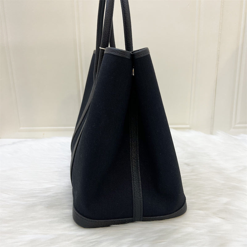 Hermes Garden Party 36 in Black Canvas, Black Negonda Leather and PHW