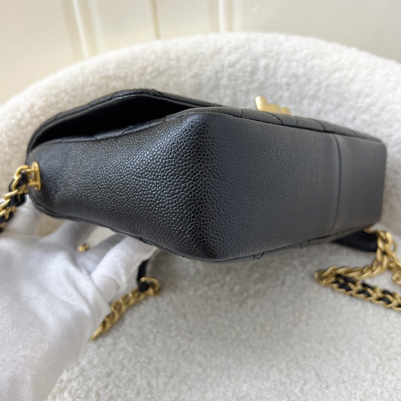 Chanel 22P Small / Mini Melody Flap in Black Caviar AGHW