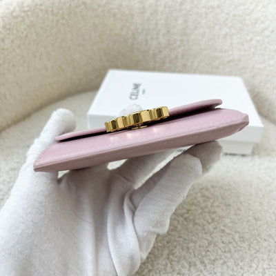 Celine Triomphe Flap Card Holder in Pink Calfskin GHW