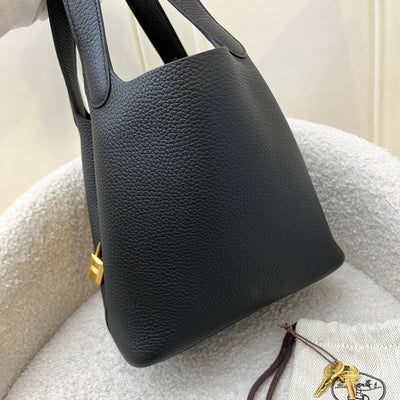 Hermes Picotin 18 in Noir Black Clemence Leather and GHW