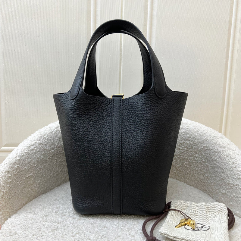 Hermes Picotin 18 in Noir Black Clemence Leather and GHW