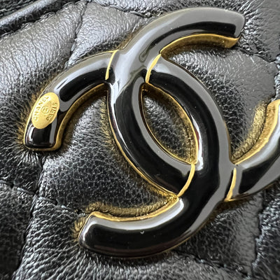 Chanel 24A CC Logo Adjustable Chain Vanity in Black Shiny Lambskin and AGHW