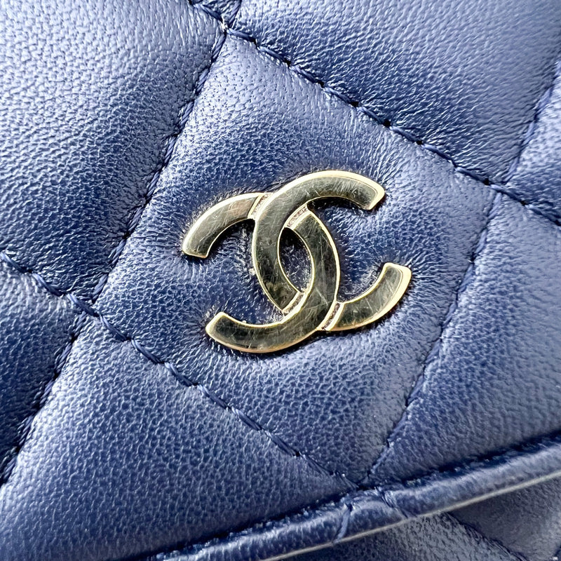 Chanel Classic Wallet on Chain WOC in Navy Lambskin and LGHW (Model: AP0250)