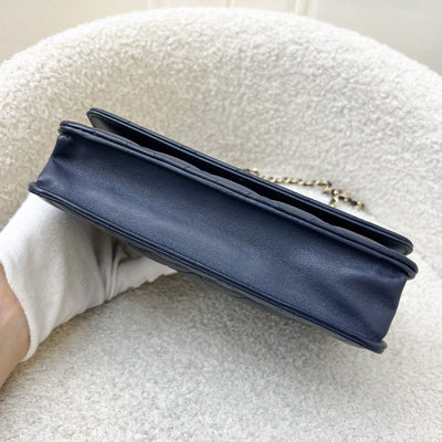 Chanel Classic Wallet on Chain WOC in Navy Lambskin and LGHW (Model: AP0250)