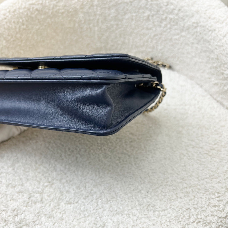 Chanel Classic Wallet on Chain WOC in Navy Lambskin and LGHW (Model: AP0250)