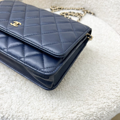 Chanel Classic Wallet on Chain WOC in Navy Lambskin and LGHW (Model: AP0250)