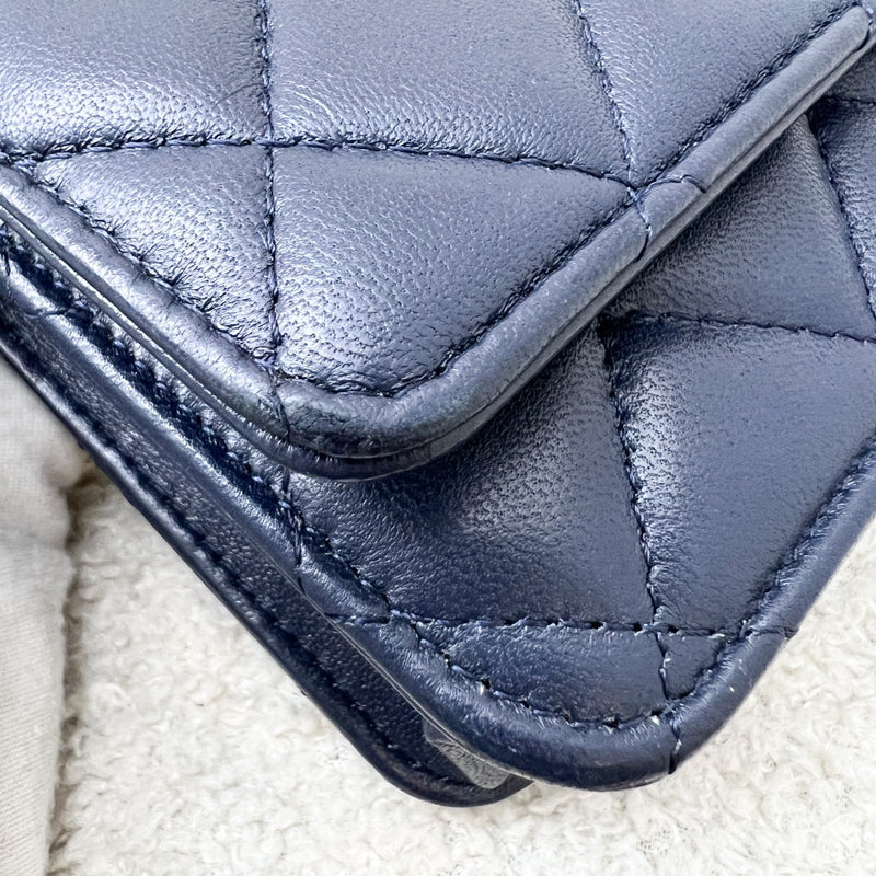 Chanel Classic Wallet on Chain WOC in Navy Lambskin and LGHW (Model: AP0250)