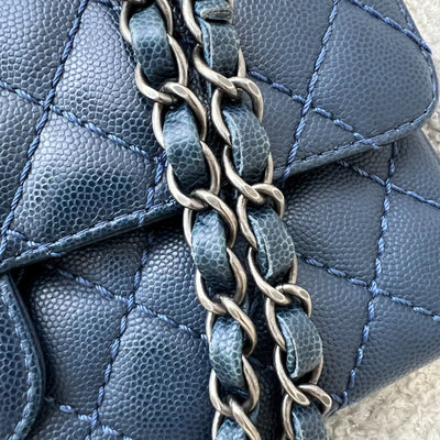 Chanel Medium Classic Flap CF in Dark Blue Caviar and RHW