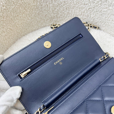 Chanel Classic Wallet on Chain WOC in Navy Lambskin and LGHW (Model: AP0250)