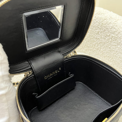 Chanel 22S Top Handle Vanity Case with Chain in Black Caviar LGHW