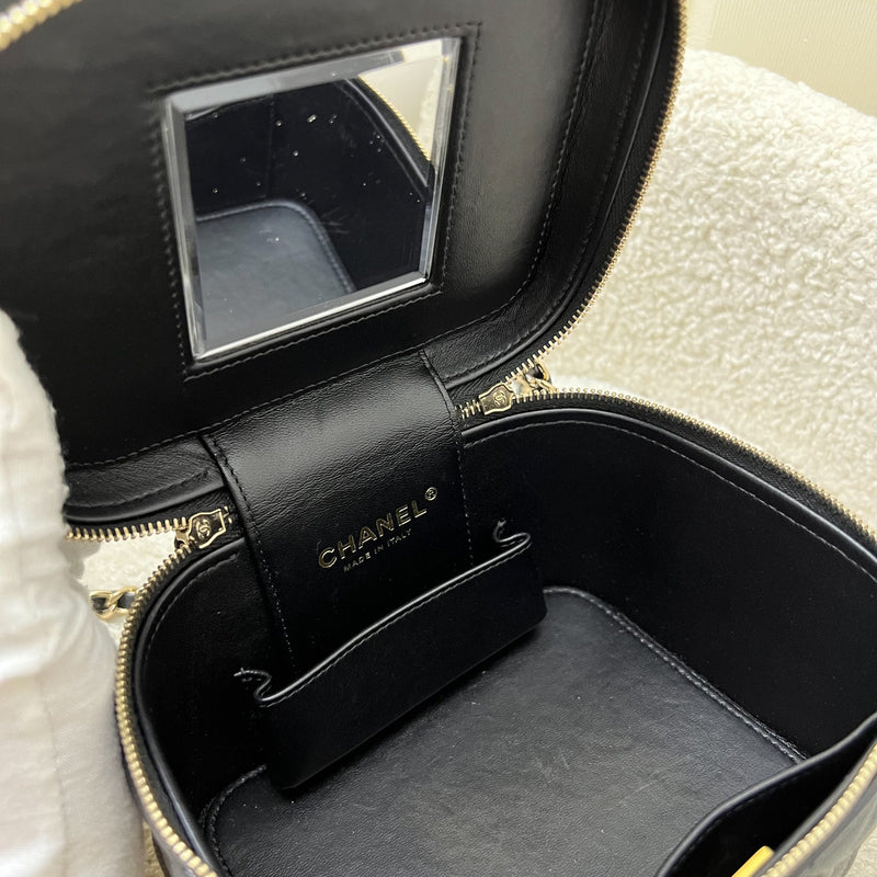 Chanel 22S Top Handle Vanity Case with Chain in Black Caviar LGHW