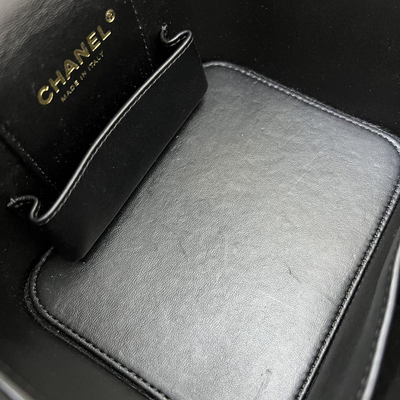 Chanel 22S Top Handle Vanity Case with Chain in Black Caviar LGHW