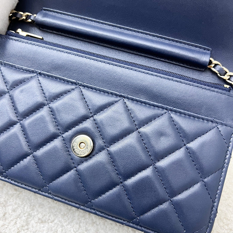 Chanel Classic Wallet on Chain WOC in Navy Lambskin and LGHW (Model: AP0250)