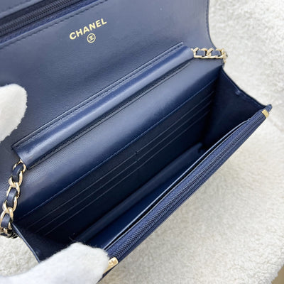 Chanel Classic Wallet on Chain WOC in Navy Lambskin and LGHW (Model: AP0250)