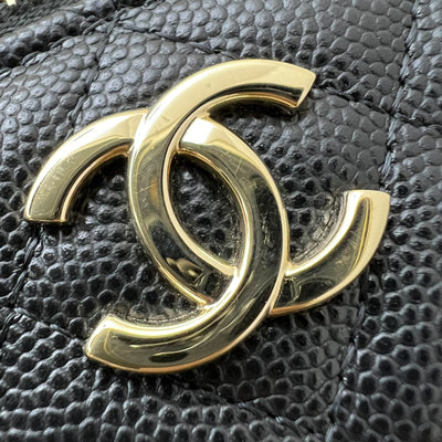 Chanel 22S Top Handle Vanity Case with Chain in Black Caviar LGHW