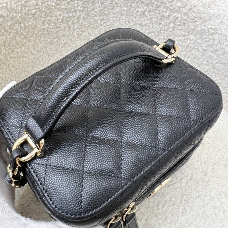 Chanel 22S Top Handle Vanity Case with Chain in Black Caviar LGHW