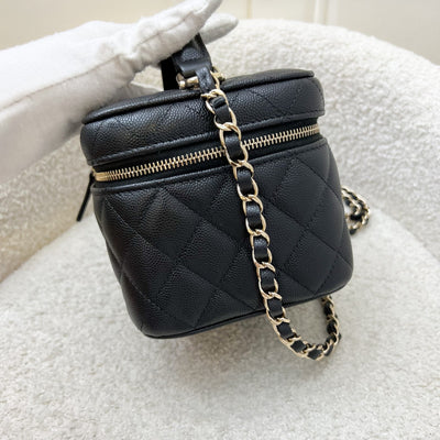 Chanel 22S Top Handle Vanity Case with Chain in Black Caviar LGHW
