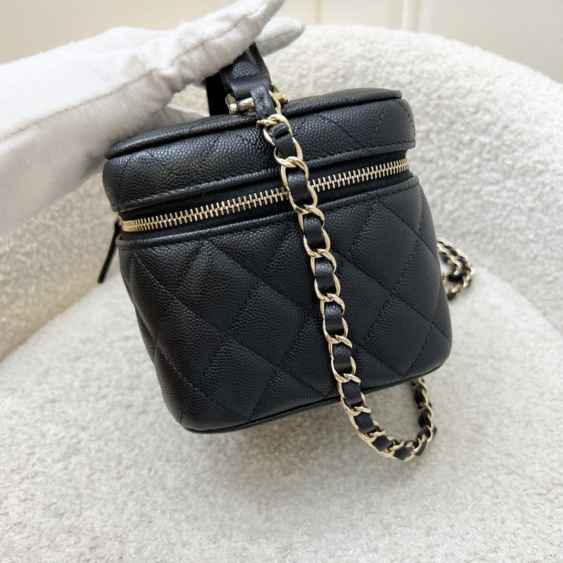 Chanel 22S Top Handle Vanity Case with Chain in Black Caviar LGHW
