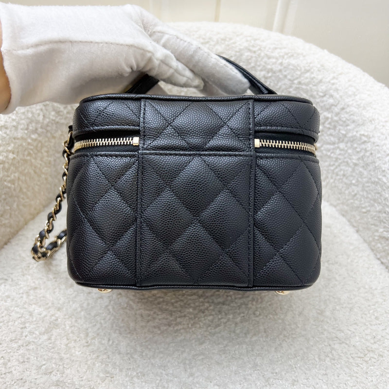 Chanel 22S Top Handle Vanity Case with Chain in Black Caviar LGHW