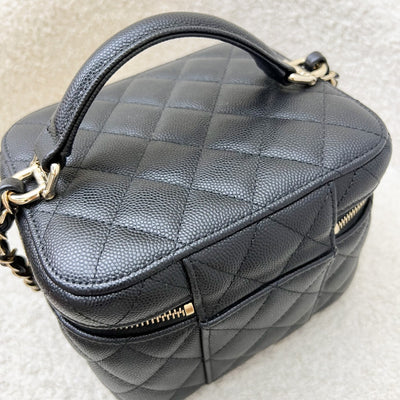 Chanel 22S Top Handle Vanity Case with Chain in Black Caviar LGHW