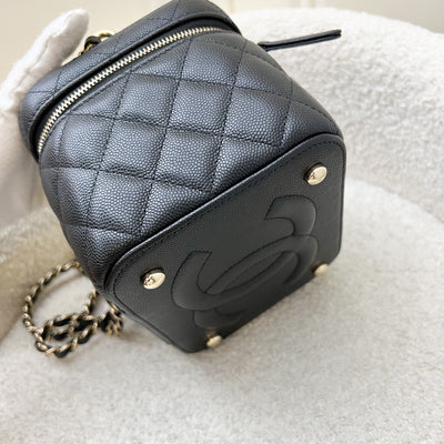 Chanel 22S Top Handle Vanity Case with Chain in Black Caviar LGHW