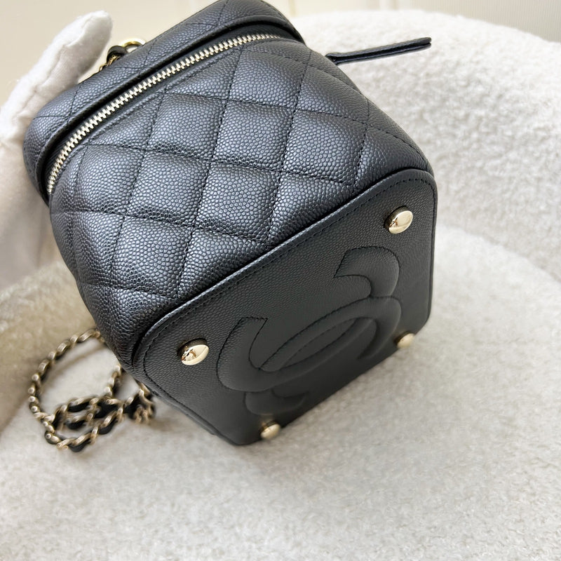 Chanel 22S Top Handle Vanity Case with Chain in Black Caviar LGHW